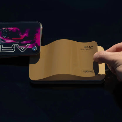 alt="Gloss Desert Ash sample book showing color swatches"